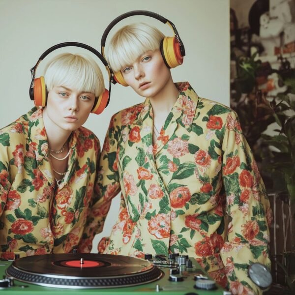 Floral Duo with Headphones