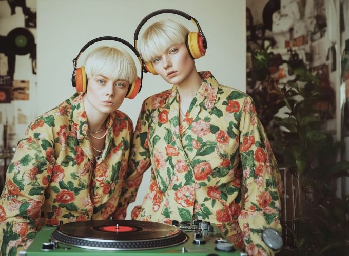 Floral Duo with Headphones